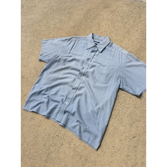 Cropped Point Zero Surfer Skater Button Up Short sleeve Shirt Blue - Picture 4 of 8